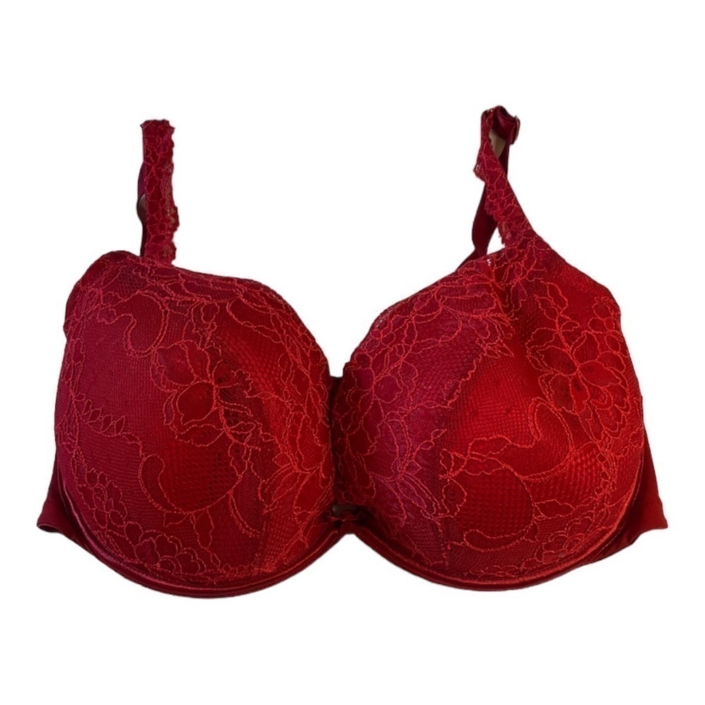 Cacique Lightly Padded Lace Bra - Red